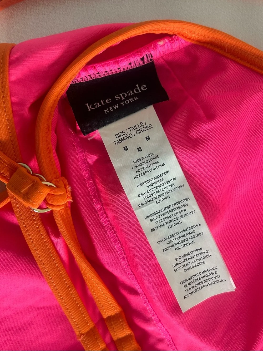 kate spade Hot Pink One-Piece Swimsuit with Orange Trim